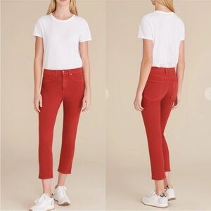 Veronica Beard Kate 10” Crop Jeans – Red, Classic 5-Pocket Style, Size 28